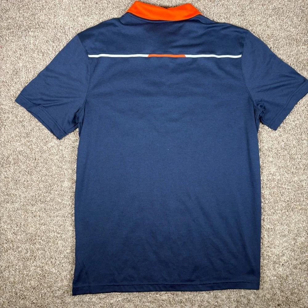 Nike Baseball Detroit Tigers Dri-FIT Polo‎ Shirt Mens Large Navy Blue Orange MLB